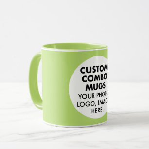 Round Frame Photo Logo Lime Green Custom Combo Mug
