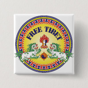 Round Free Tibet 2 Inch Square Button