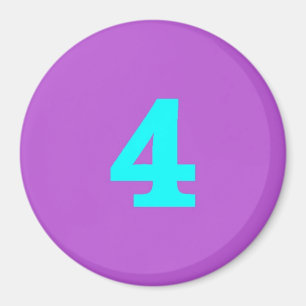 Round Fridge Magnet – Number 4 – Turquoise/Vi