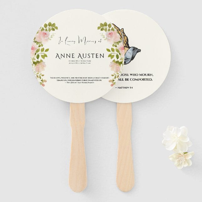 Round Funeral Program Fan (Front and Back)