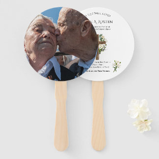 Round Funeral Program Fan Custom Memorial Keepsake