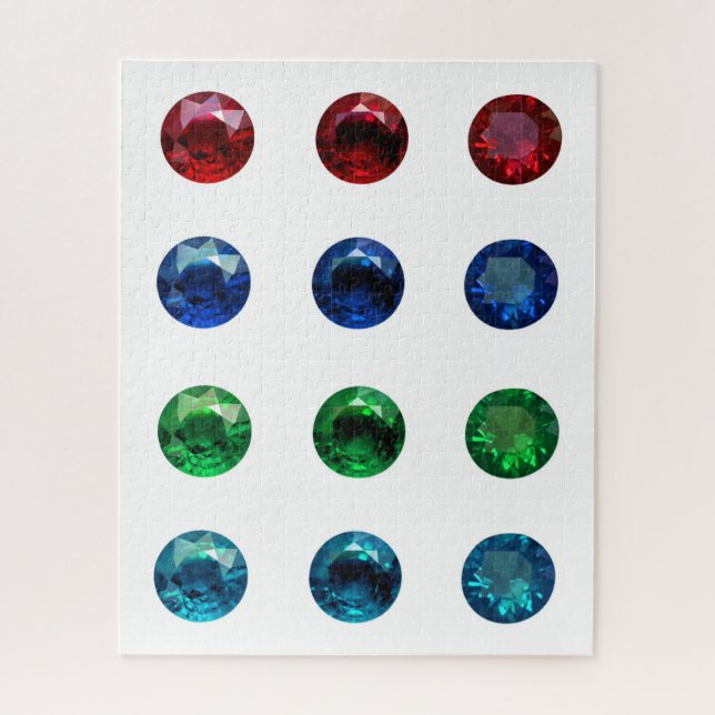 Round Gemstone Ruby Sapphire Emerald Topaz Puzzle (Vertical)