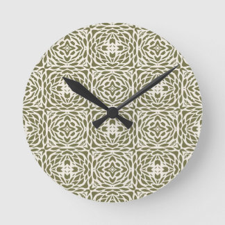 Round Geometric Olive Floral Clock