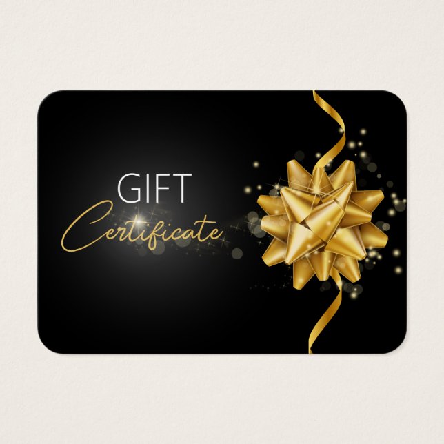 Round Gold Bow Classy Luminous Elegant Black Gift (Front)