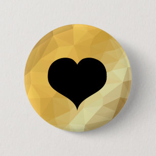 Round golden metallic effect heart button
