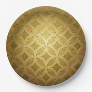 Round Golden Pattern Paper Plate