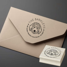 Round Goldendoodle Dog Family Name Return Address
