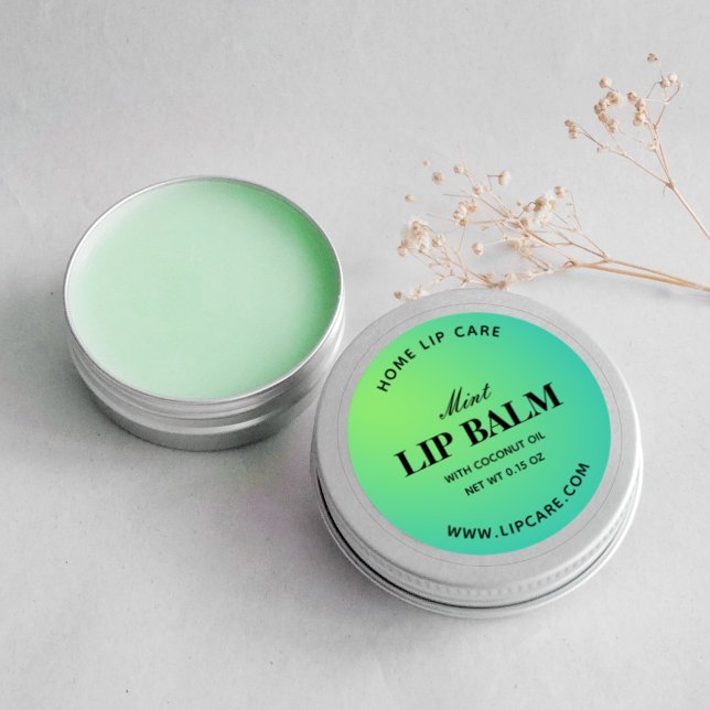 Round Gradient Green Lime Mint Lip Balm Labels (Creator Uploaded)