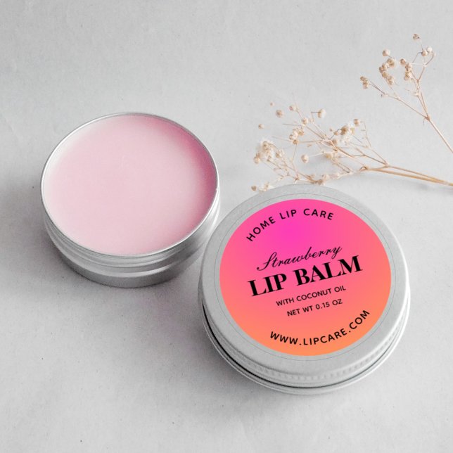Round Gradient Pink Orange Lip Berry Balm Labels (Creator Uploaded)