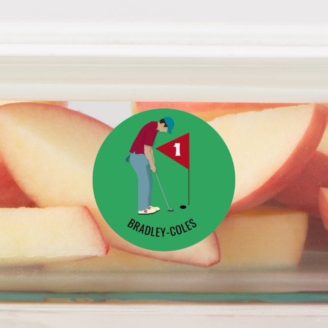 Round Green Golfer Putting Ball (Affixed)