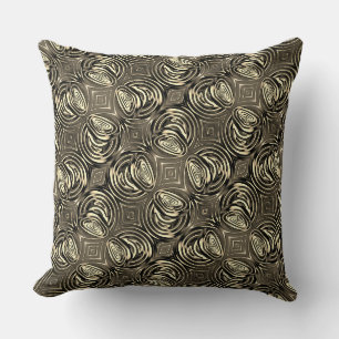 Round greyish beige or gold handle throw pillow