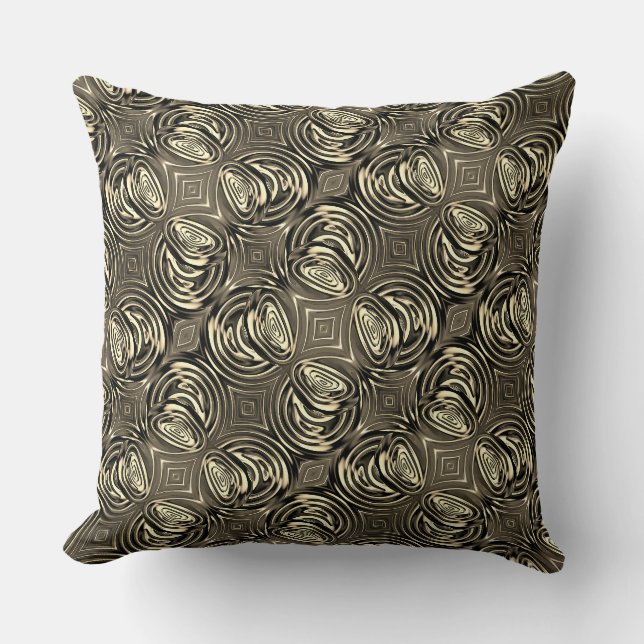 Round greyish beige or gold handle throw pillow (Front)