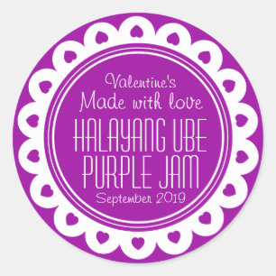 Round halayang ube or purple jam jar food label