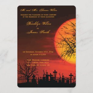 Round Halloween Wedding Invitations Night