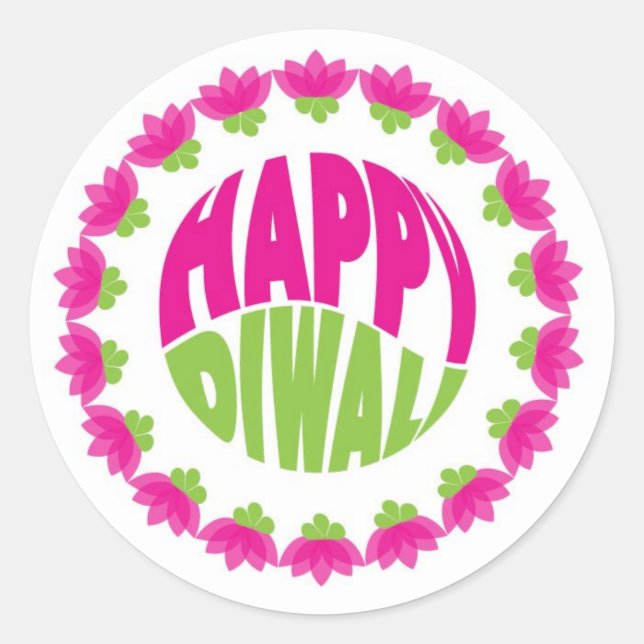 Round Happy Diwali Stickers (Front)