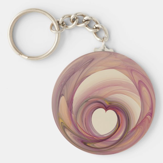 Round Heart Fractal Keychain (Front)
