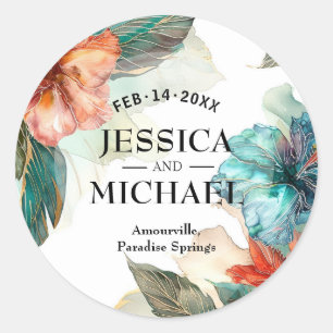 Round Hibiscus Serenade Paradise Classic Round Sticker