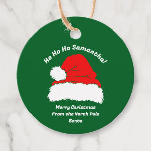 Round Ho ho ho Santa Hat Merry Christmas Favour Tags