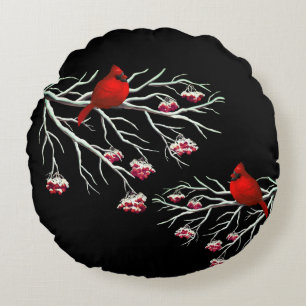 Round Holiday Pillow-Cardinals Pillow