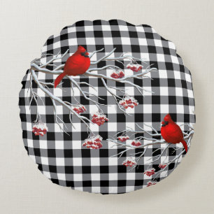 Round Holiday Pillow-Cardinals Pillow