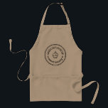 Round Homemade Personalized Business Logo Custom Standard Apron<br><div class="desc">Round Homemade Personalized Business Logo Custom Adult Apron, with distressed round border, vintage typewriter text font for employee name and company name, leaves decoration, cupcake icon customizable with your own photo, clipart, decor or any image. A cute personalized gift for chef, friends, mom, dad, hubby, wife, caregiver or a simple...</div>