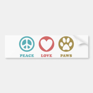 Round Icons Peace Love Paws Bumper Sticker