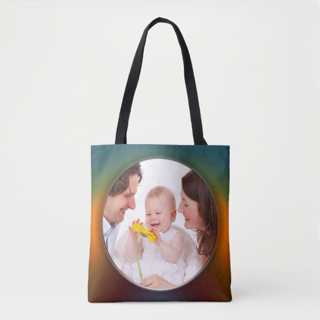 Round in Square Frame coloured 1 + your photo Tote Bag (Front)