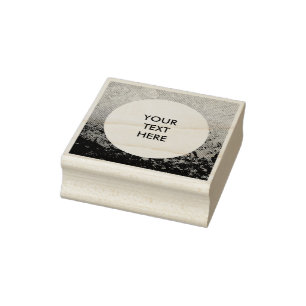 Round in Square Frame splatter 6 + your Text Rubber Stamp