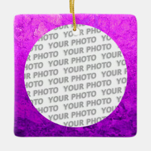 Round in Square Frame splatter 7 + your photo Ceramic Ornament