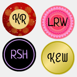 Round Iron On Clothing Labels with Initials