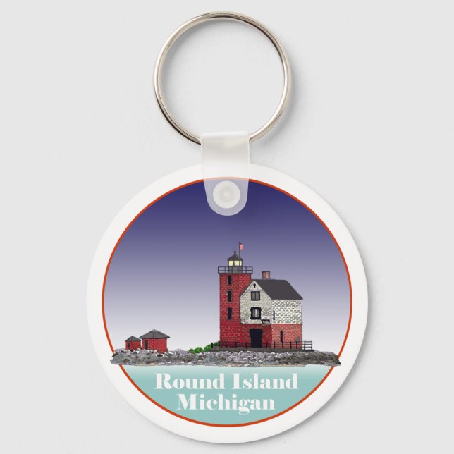 Round Island Lighthouse Keychain (Front)