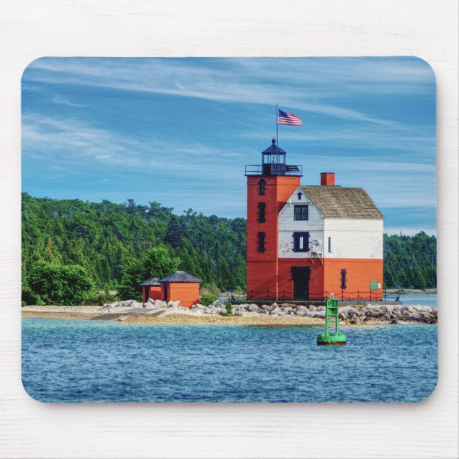 Round Island Lighthouse Mouse Pad (Front)
