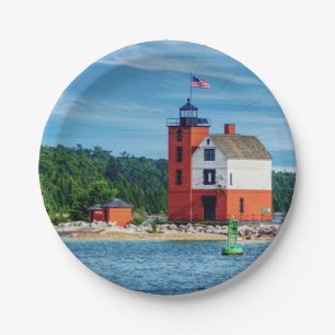 Round Island Lighthouse Paper Plate
