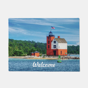 Round Island Lighthouse Welcome Doormat