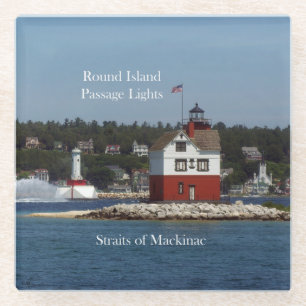 Round Island Passage Lights glass coaster