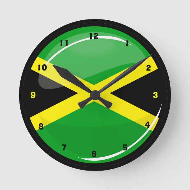 Round Jamaican Flag Wallclock (Front)
