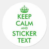 Round Keep Calm Stickers in green | personalizable