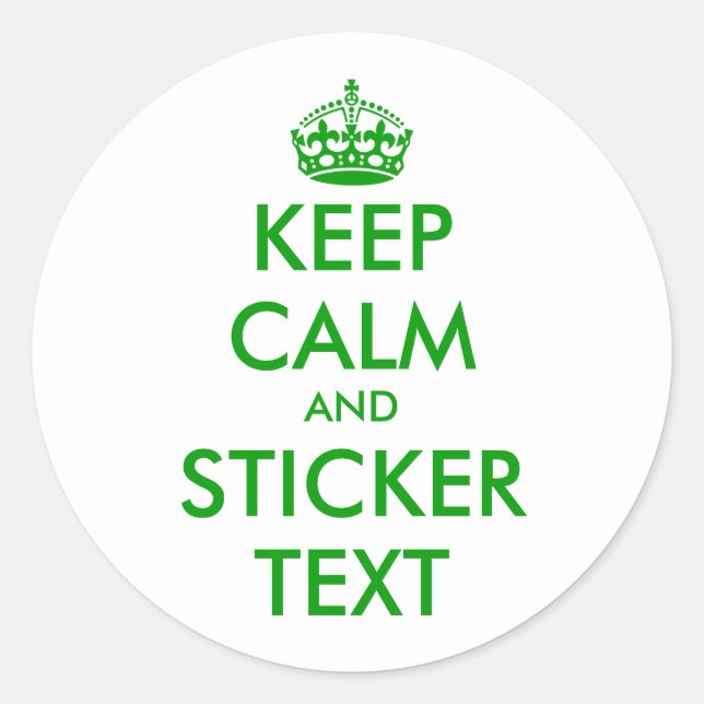 Round Keep Calm Stickers in green | personnalizabl (Devant)