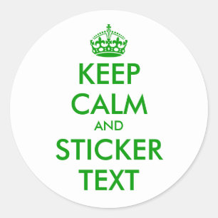 Round Keep Calm Stickers in green personnalizabl