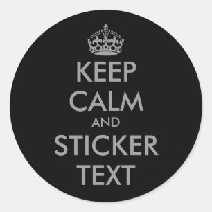 Round KeepCalm Stickers in grey   personalizable