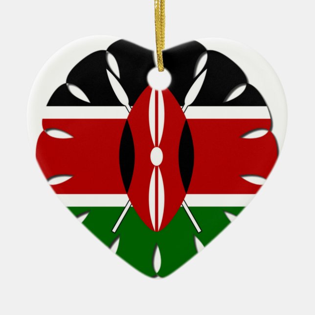 Round Kenyan Motif: A National Symbol Ceramic Ornament (Front)