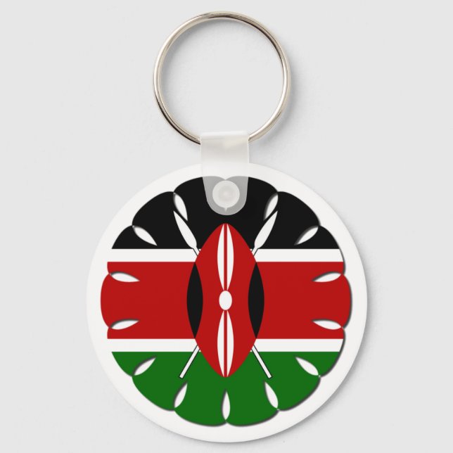 Round Kenyan Motif: A National Symbol Keychain (Front)