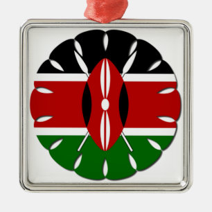 Round Kenyan Motif: A National Symbol Metal Ornament