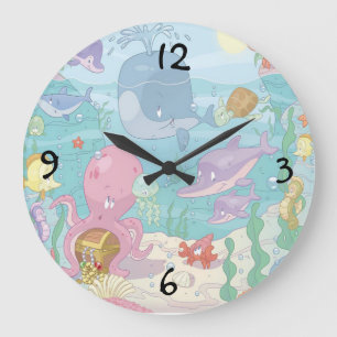 Round (Large) Wall Clock/Childrens Sea Life Large Clock