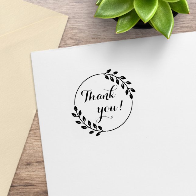 Round Leaves Double Wreath Thank You 1x1 Rubber Stamp (Creator Uploaded)