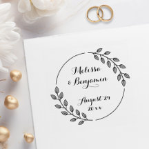 Round Leaves Wreath Wedding Save the Date