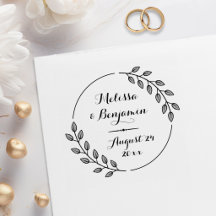 Round Leaves Wreath Wedding Save the Date