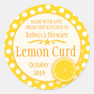 Round lemon curd baking label stickers