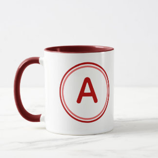 Round Letter Alphabet Red Circle Design Mug