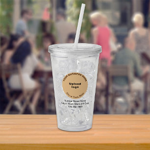 Round Light Brown Business Branding on Acrylic Tumbler